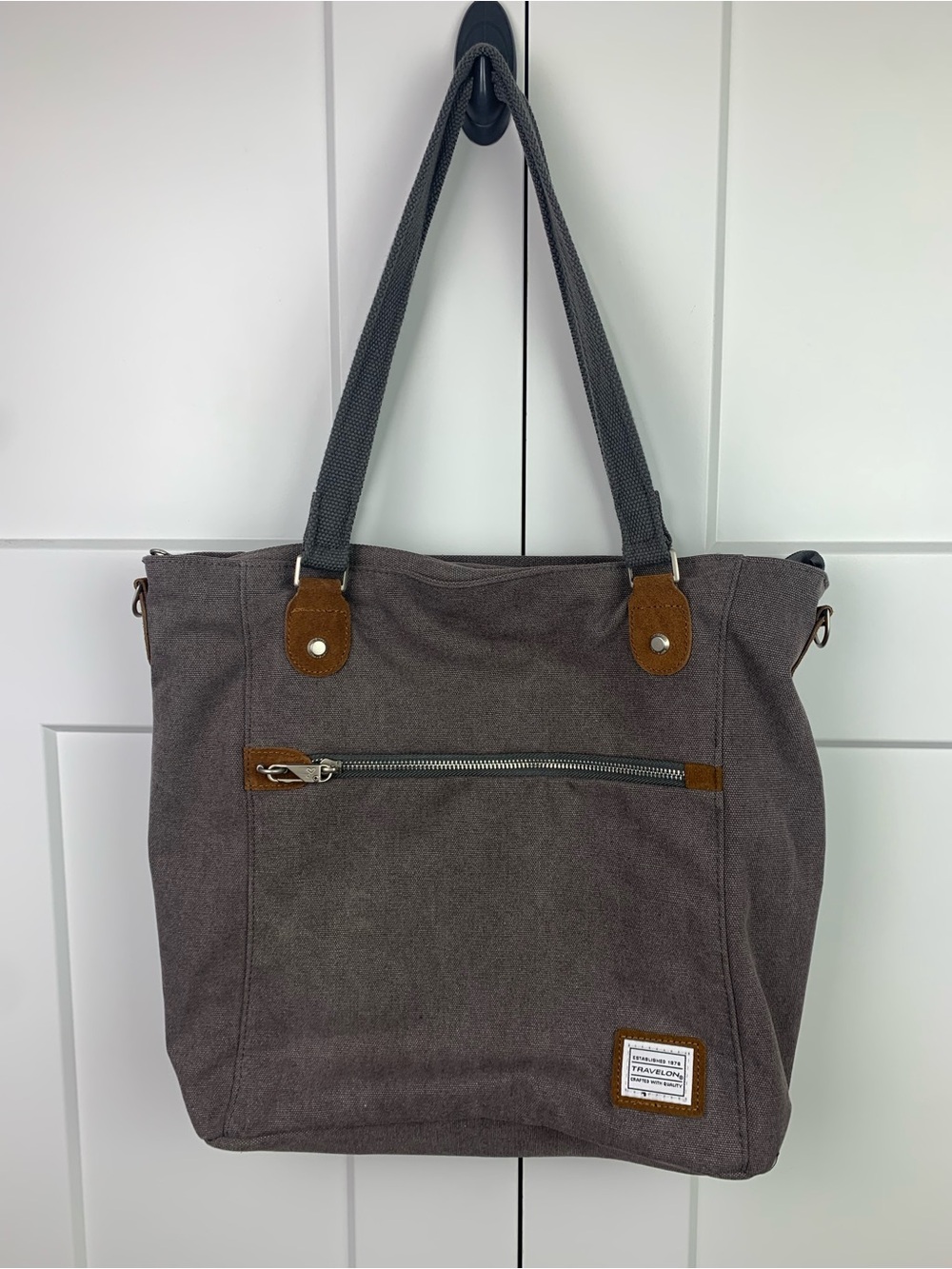 NEW Travelon Anti-Theft Heritage Tote Bag Pewter Gray Work Travel Conference
